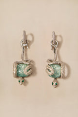 Snake Wrapped Stone Drop Earrings