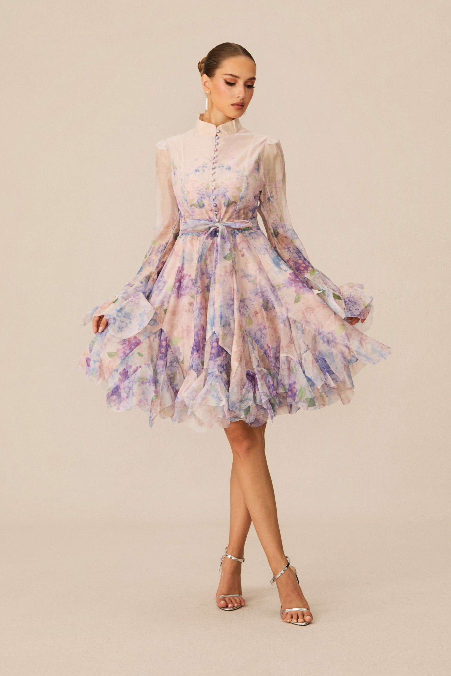 Lana Floral Print Flared Mini Dress