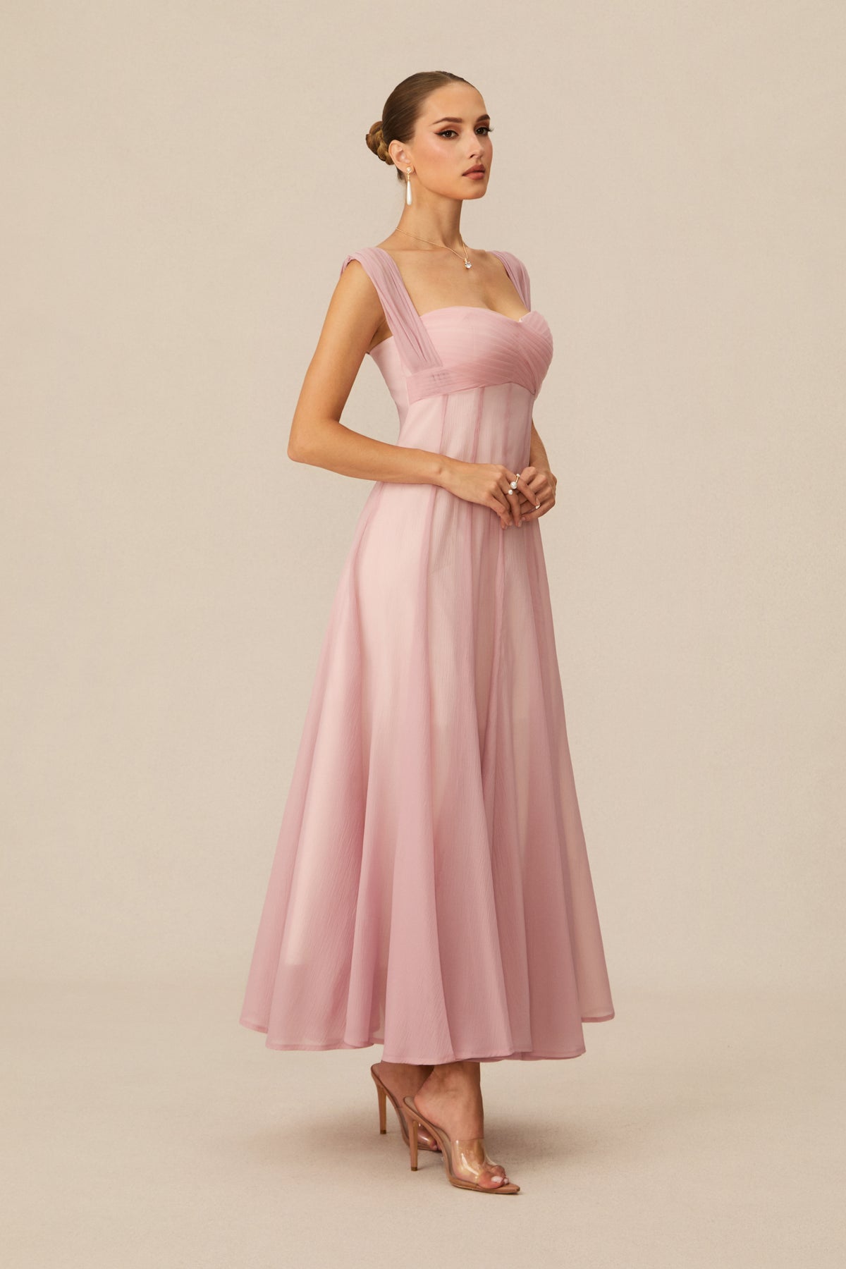 Keeper of My Heart Pink Wide Strap Maxi Dress