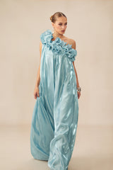 Hedda One-shoulder Floral Maxi Dress in Blue