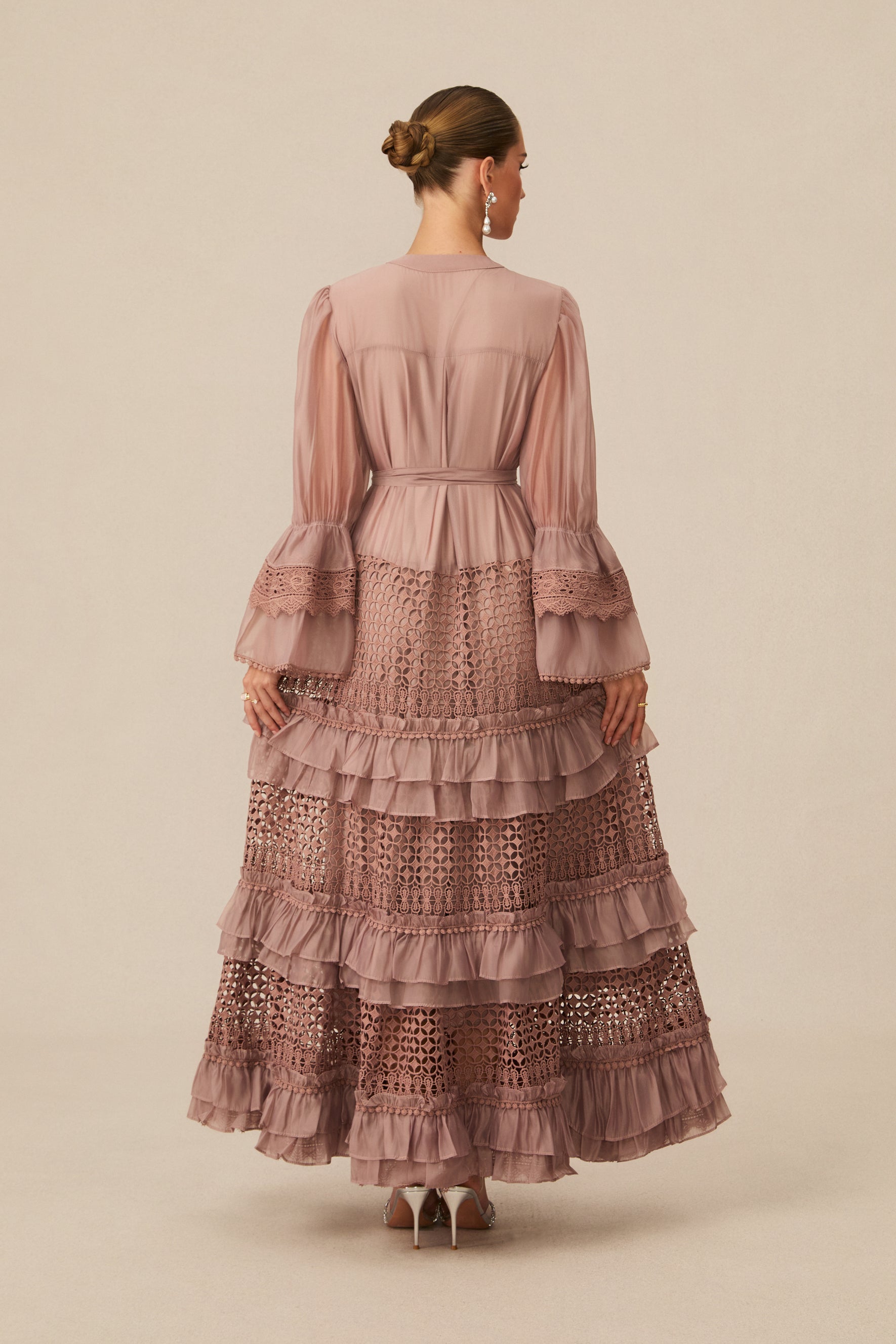 Heavenly Energy Pink Tiered Ruffle Maxi Dress