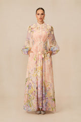 Kate Floral Print Tie Waist Maxi Dress
