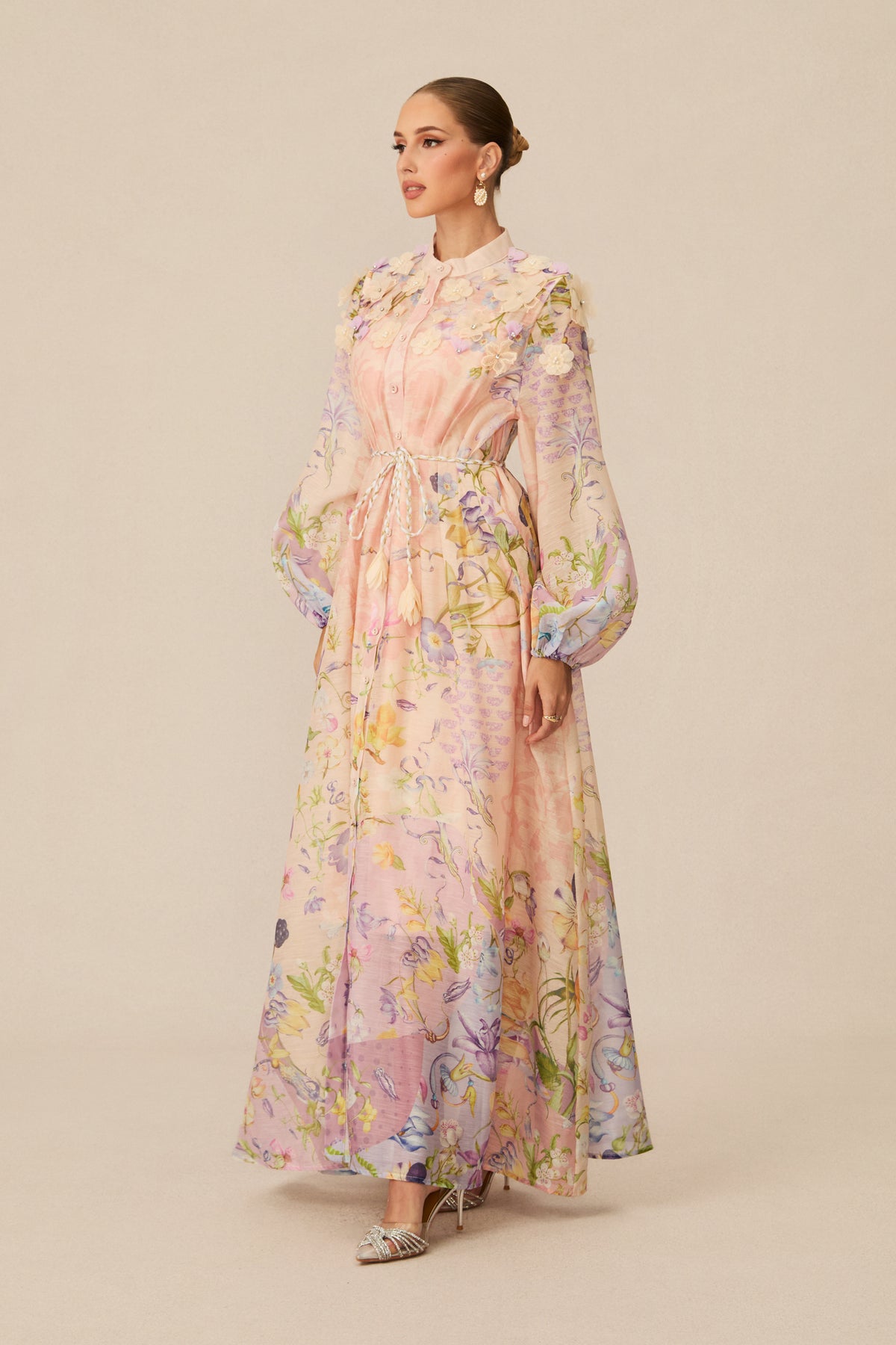 Kate Floral Print Tie Waist Maxi Dress