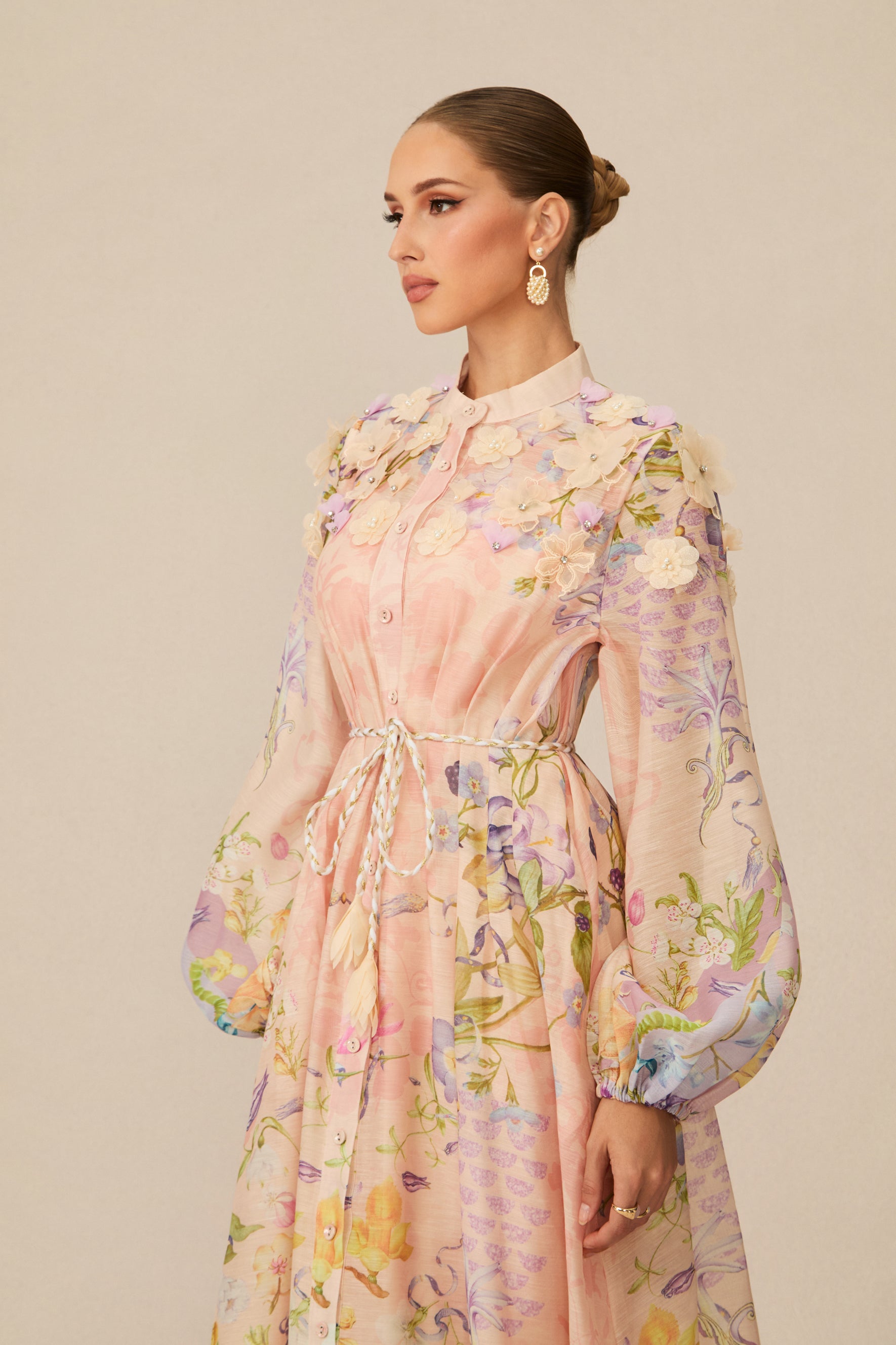 Kate Floral Print Tie Waist Maxi Dress