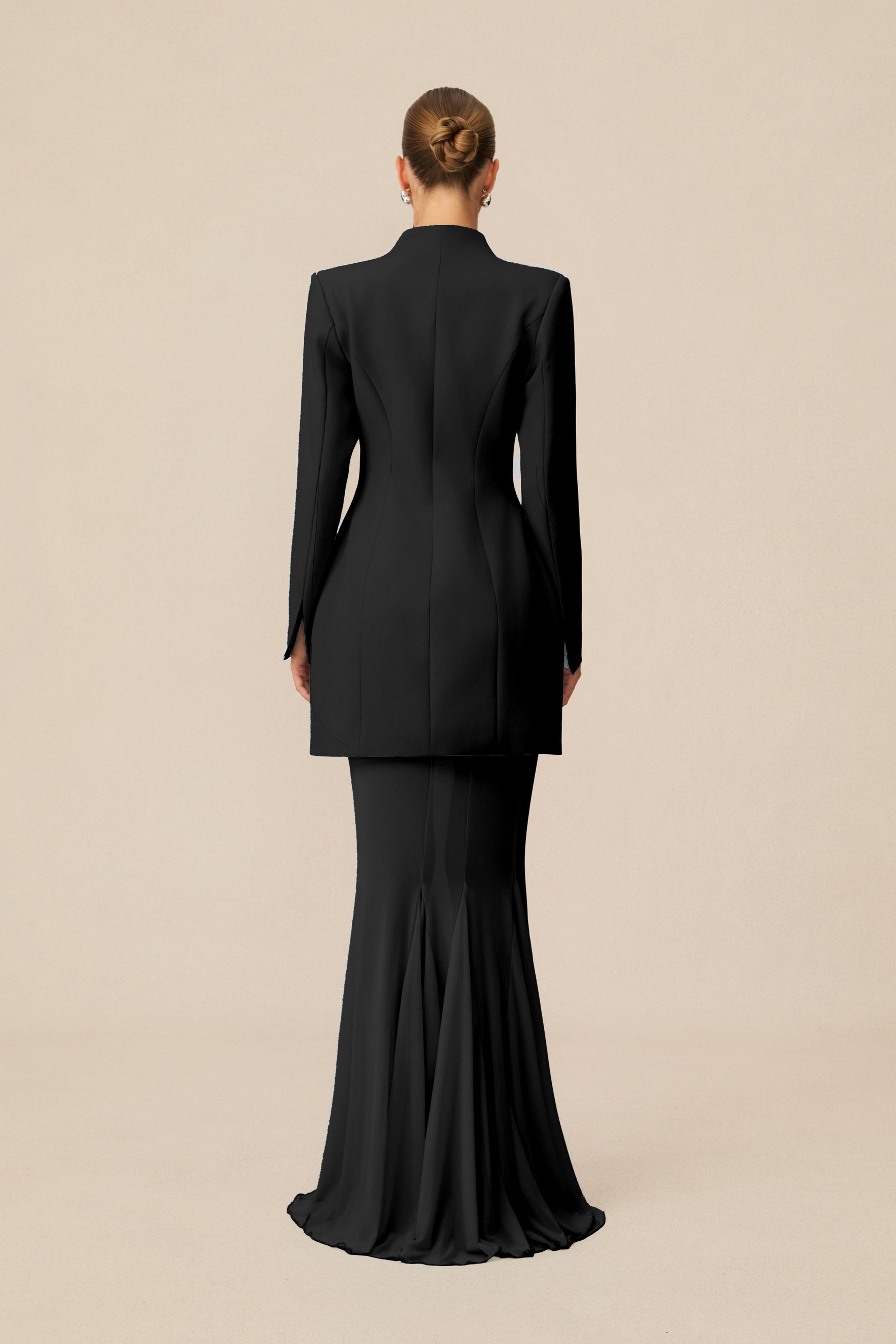 Myra Asymmetric Tailored Blazer & Sheer Mesh Skirt Set