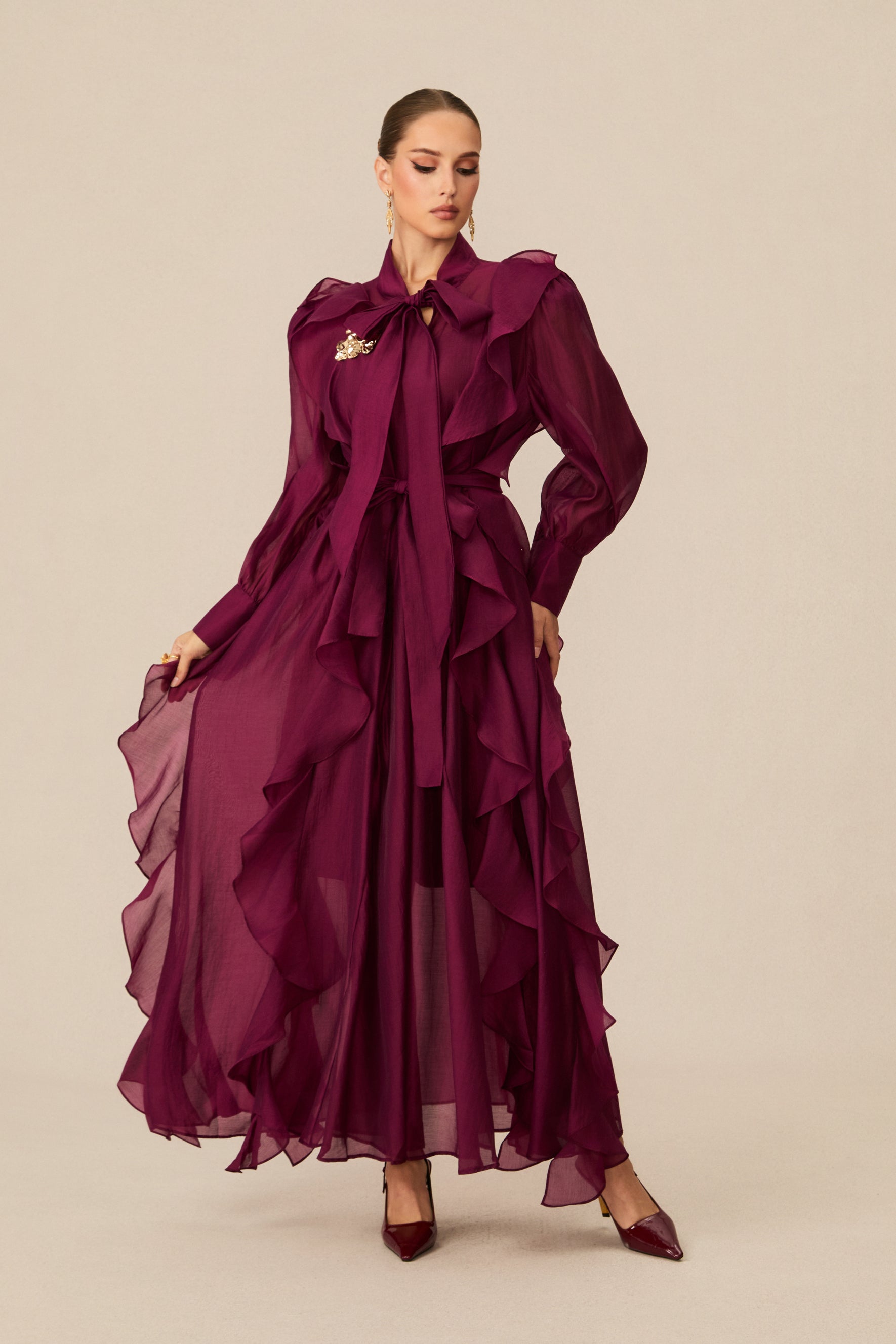 Wondrous Muse Purple Layered Ruffle Maxi Dress