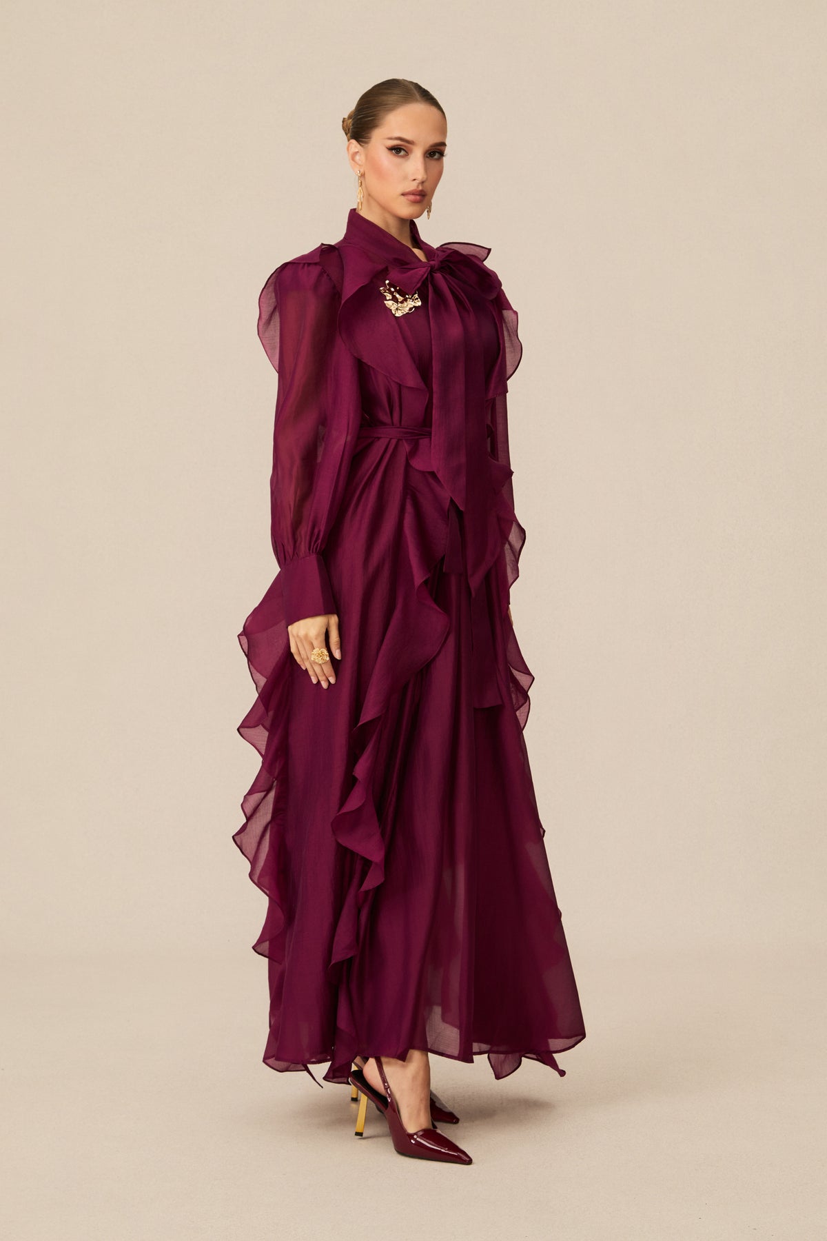 Wondrous Muse Purple Layered Ruffle Maxi Dress