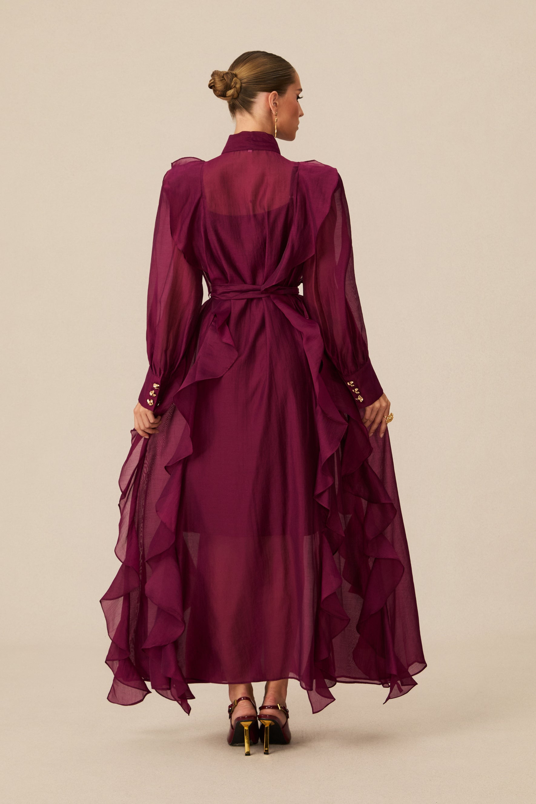 Wondrous Muse Purple Layered Ruffle Maxi Dress