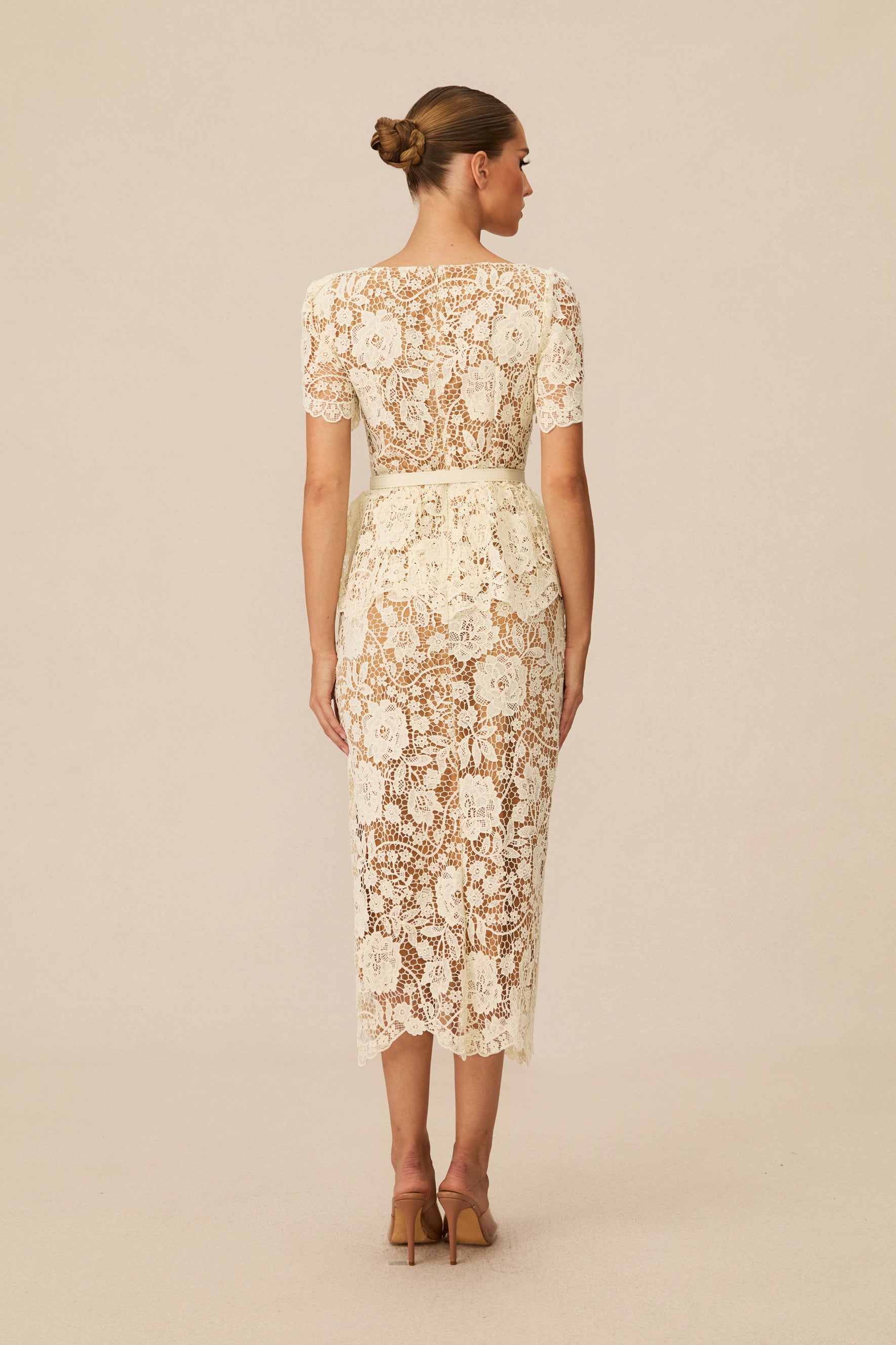Larina Floral Lace V-neck Midi Dress