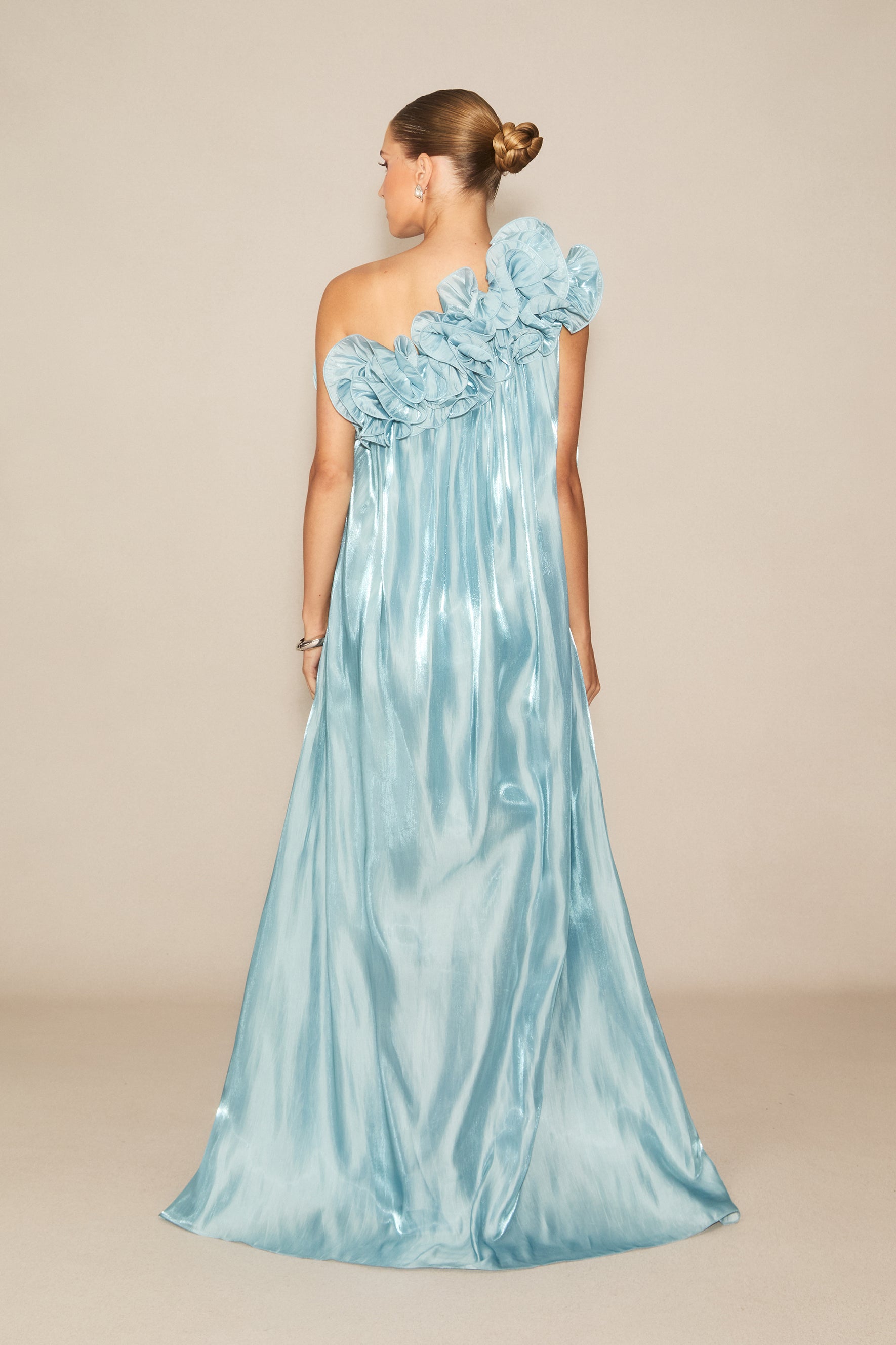Hedda One-shoulder Floral Maxi Dress in Blue