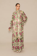 Mina Floral Print Sequin Embellished Maxi Dress