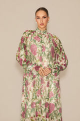 Mina Floral Print Sequin Embellished Maxi Dress