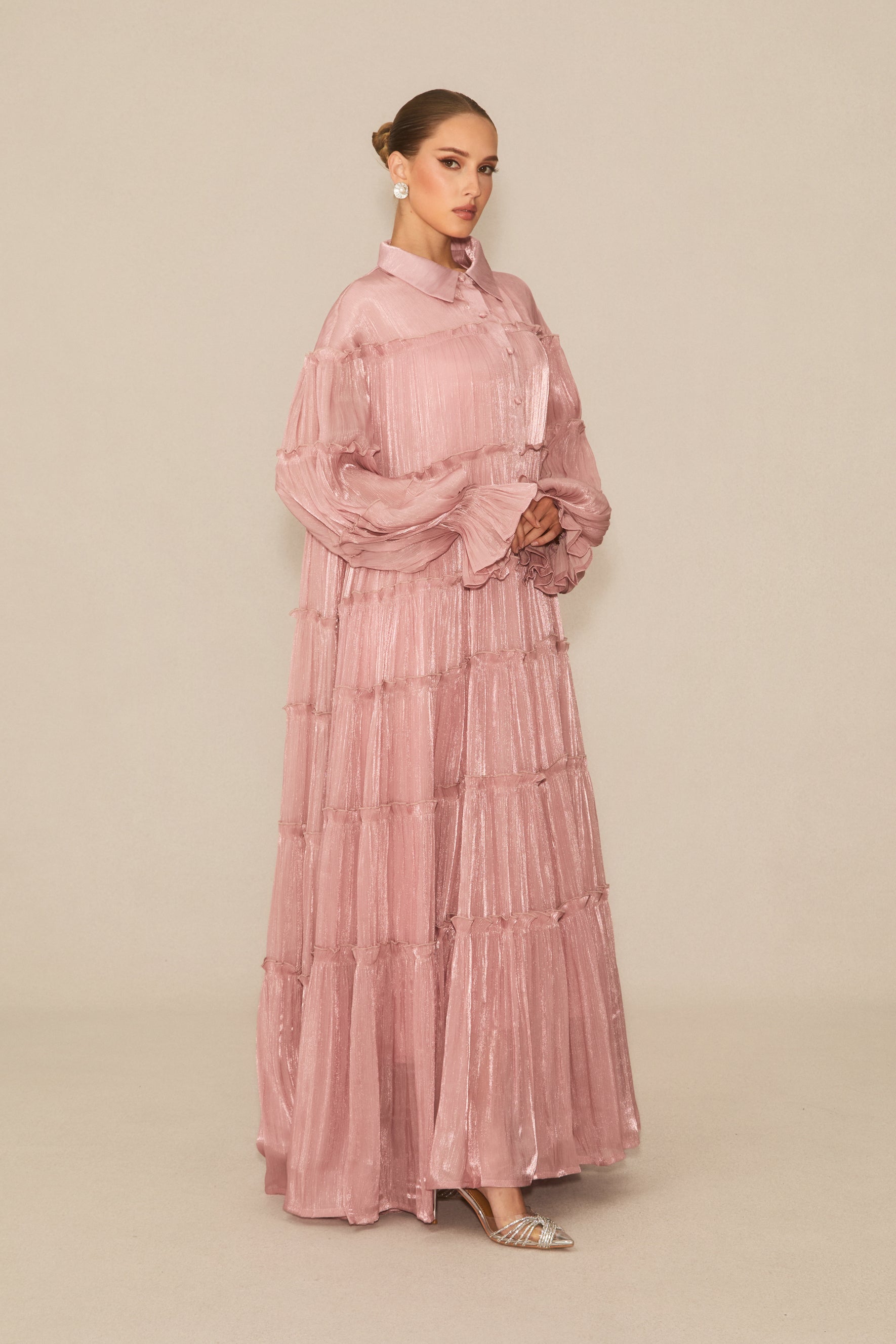 Exceptional Moments Pink Pleated Maxi Dress