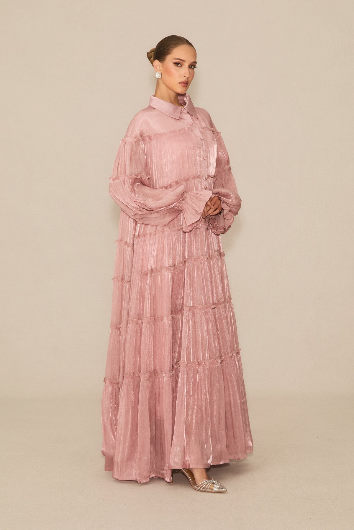 Exceptional Moments Pink Pleated Maxi Dress