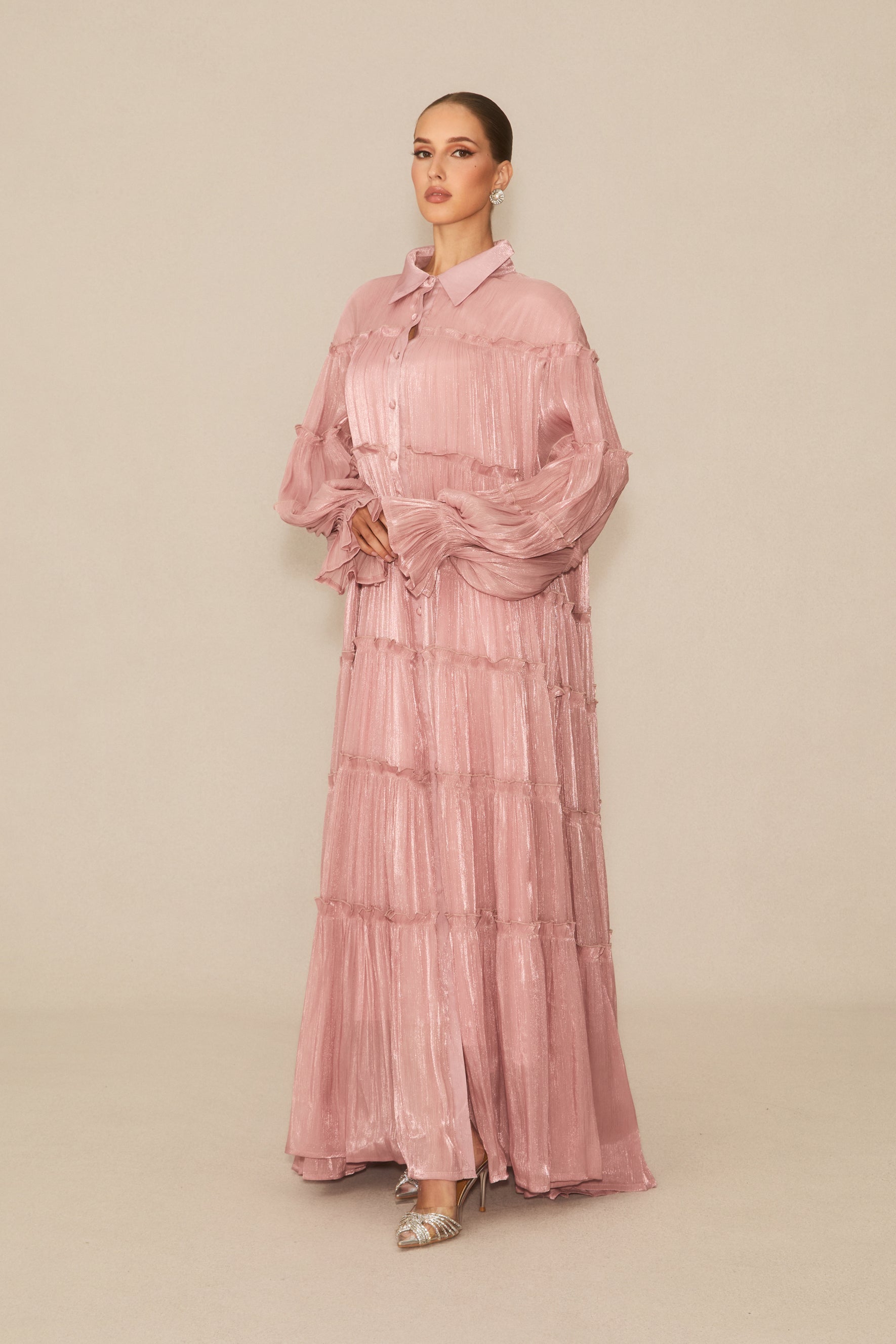 Exceptional Moments Pink Pleated Maxi Dress