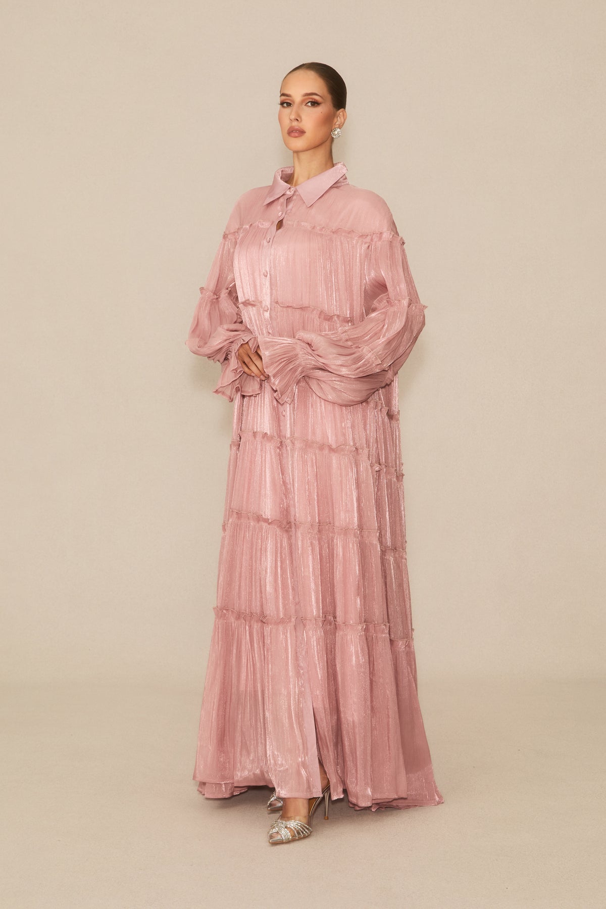 Exceptional Moments Pink Pleated Maxi Dress