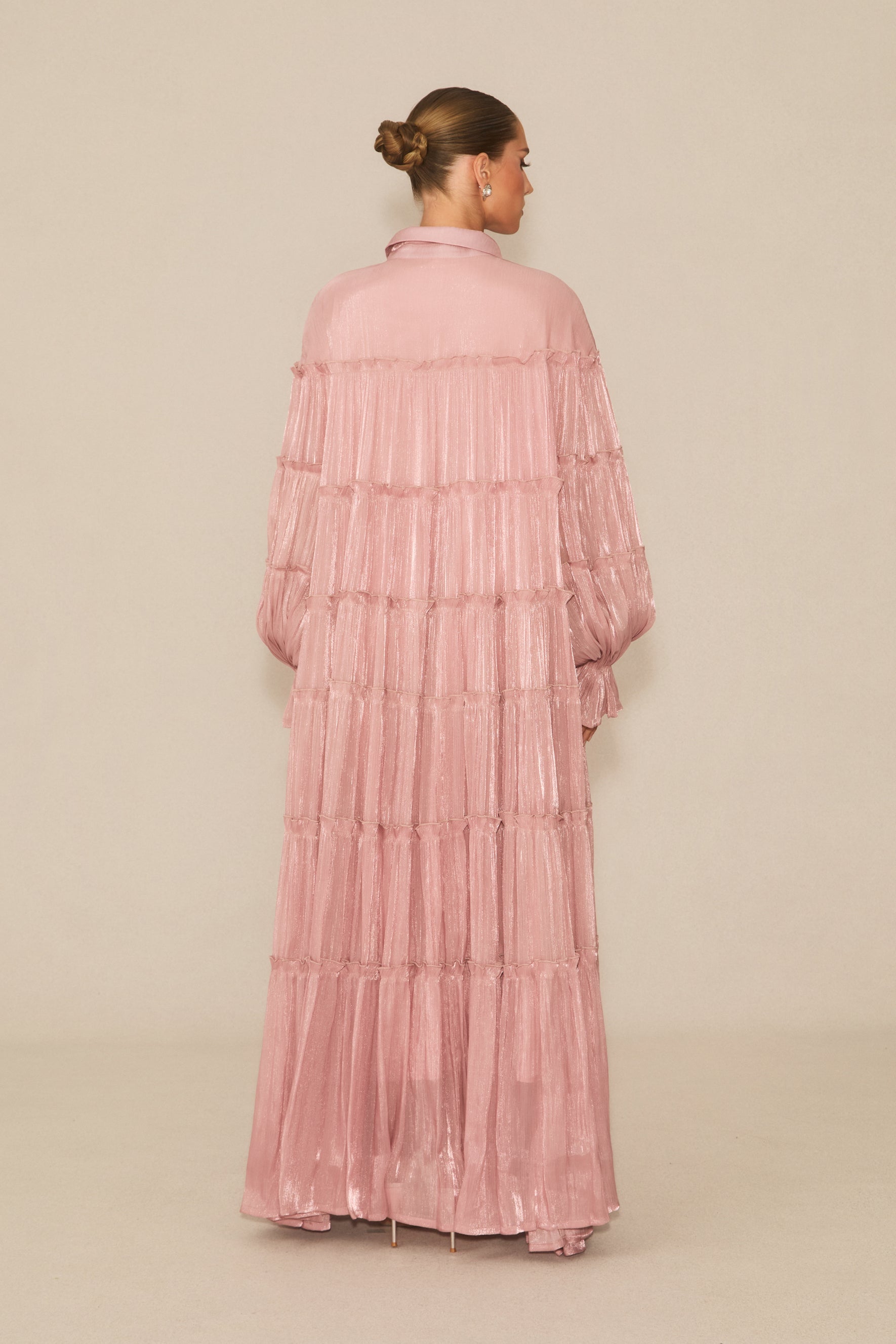 Exceptional Moments Pink Pleated Maxi Dress