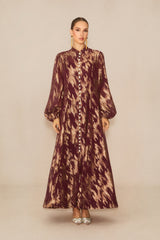 Aitana Metallic Print Puff Sleeve Maxi Dress