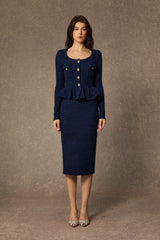 Best Date Ever Blue Square Neck Ruffled Midi Dress