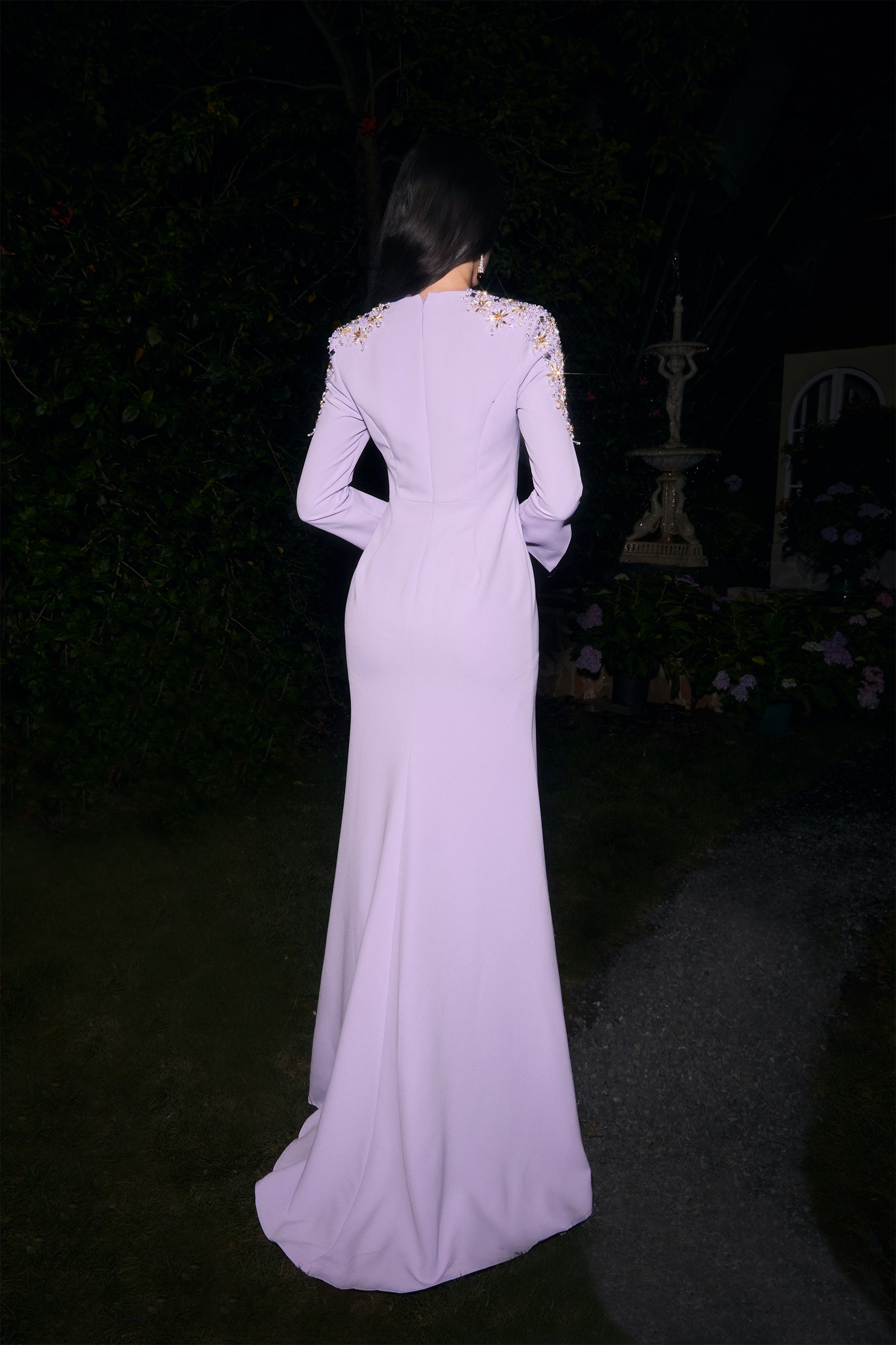 Dare To Dazzle Purple Embellished V-Neck Maxi Dress