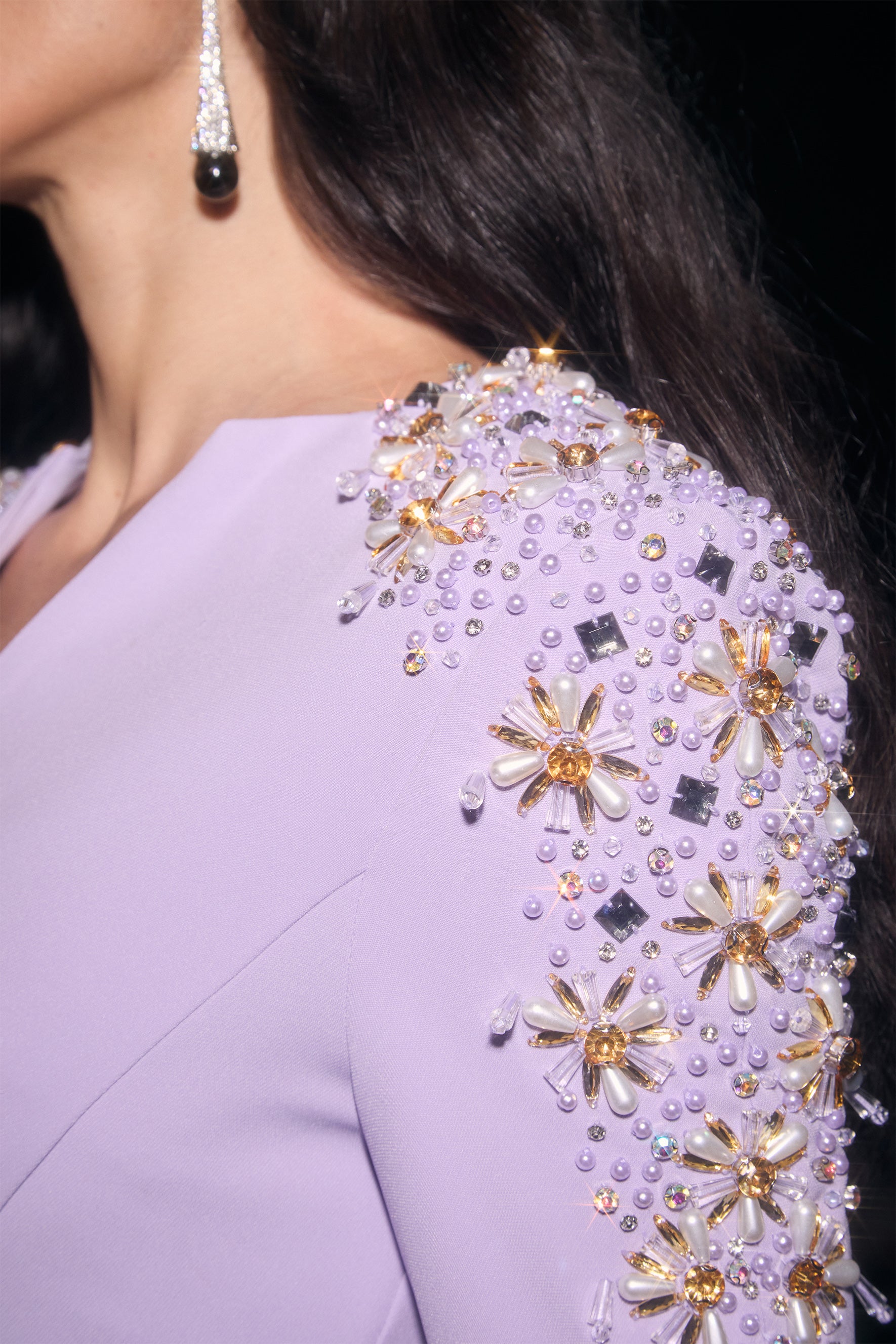 Dare To Dazzle Purple Embellished V-Neck Maxi Dress