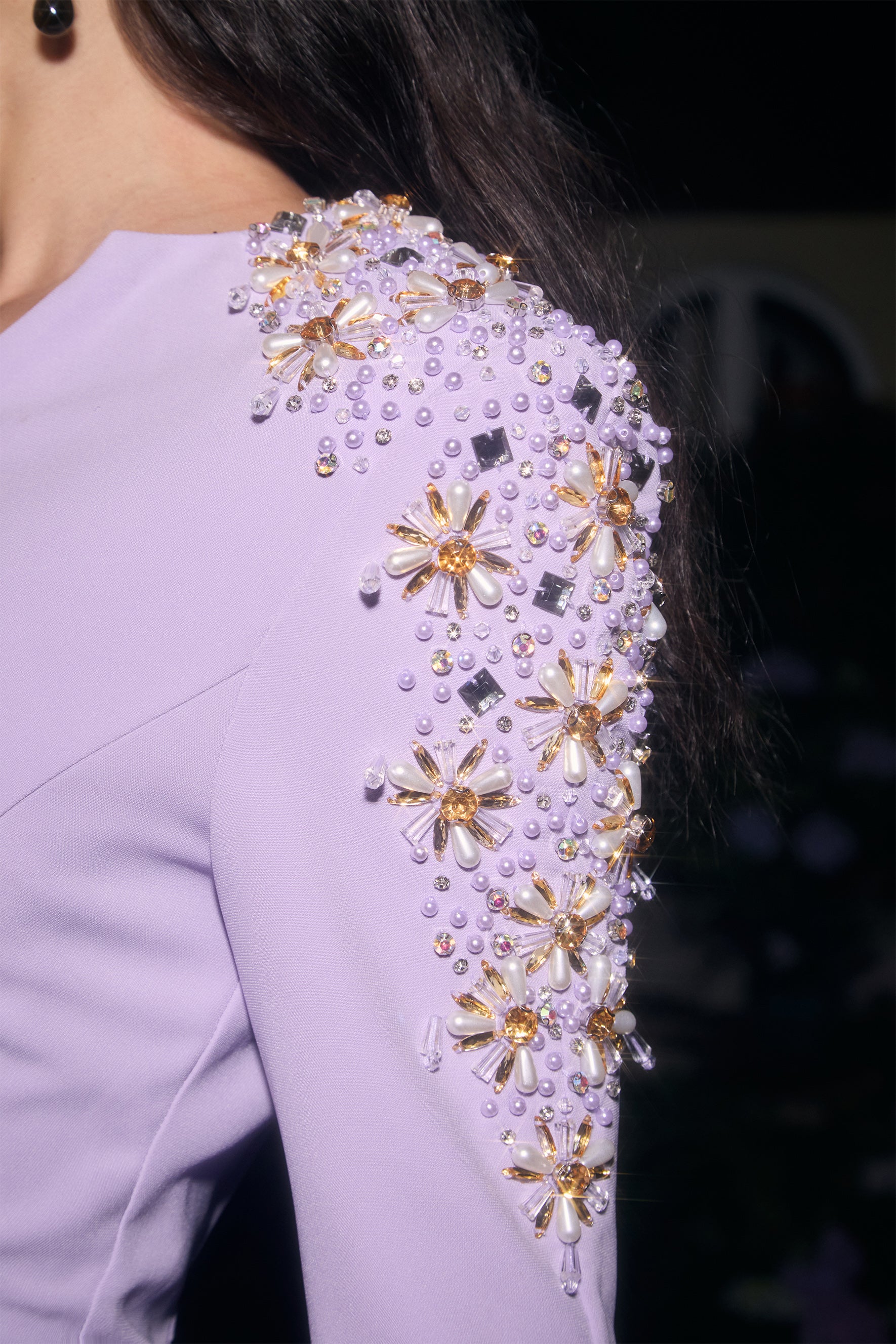 Dare To Dazzle Purple Embellished V-Neck Maxi Dress