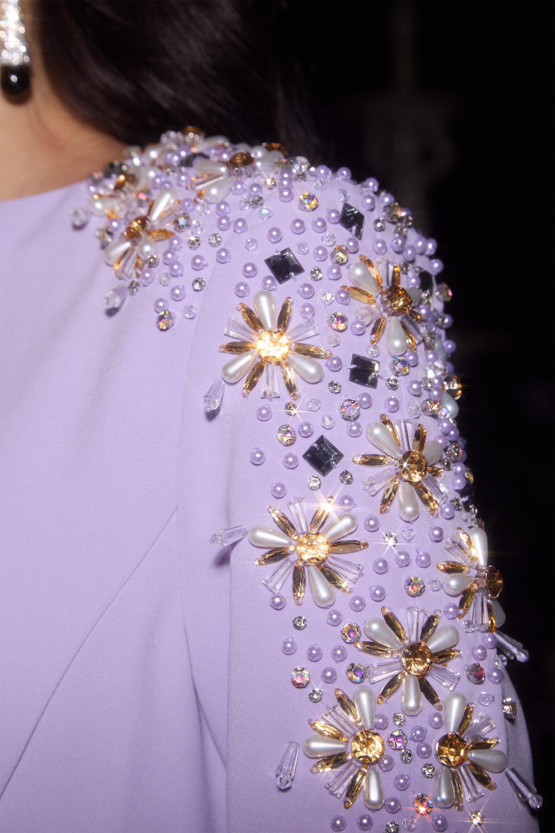 Dare To Dazzle Purple Embellished V-Neck Maxi Dress
