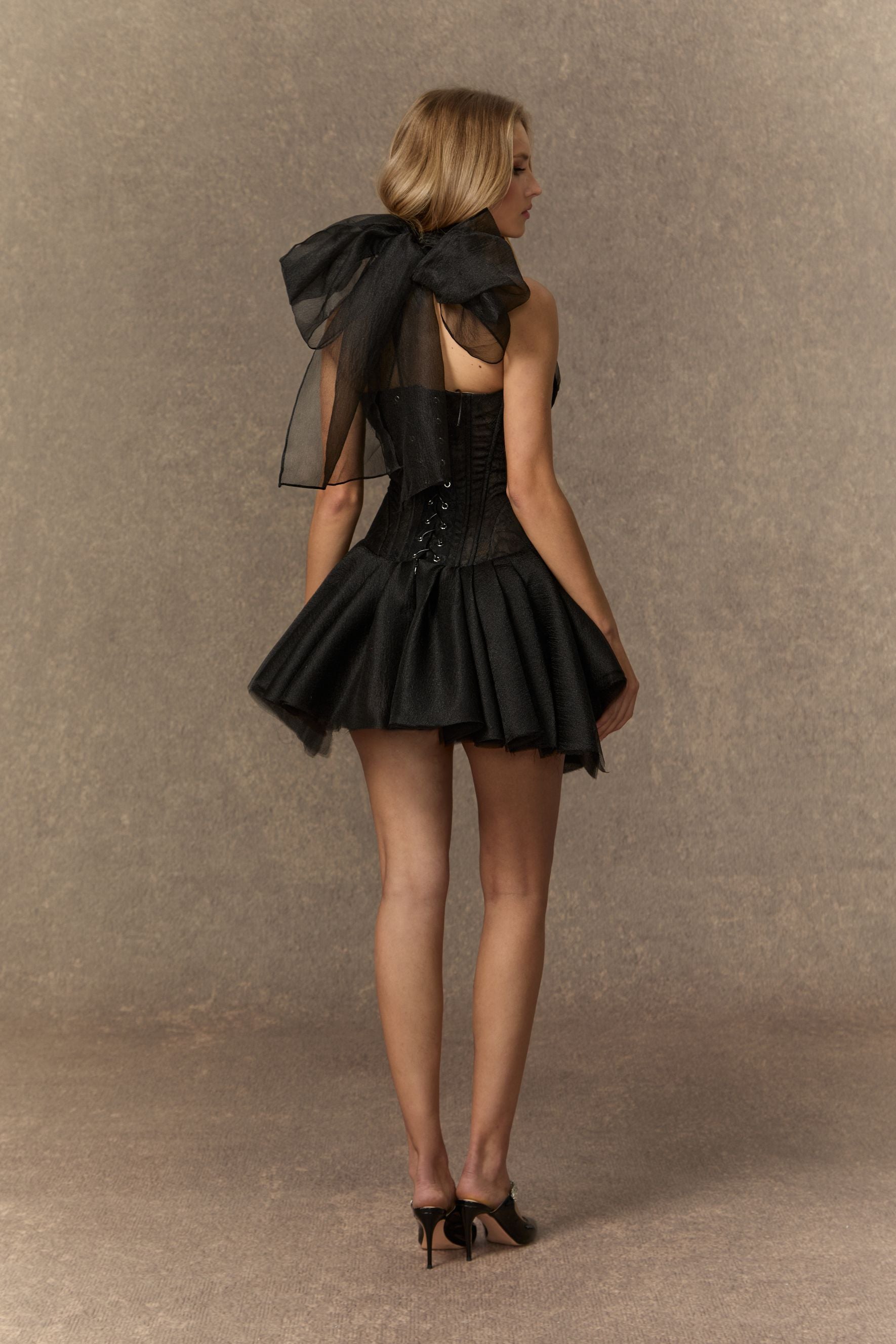 Hot Lives Black Crisscross Halter Corset Mini Dress