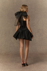 Hot Lives Black Crisscross Halter Corset Mini Dress