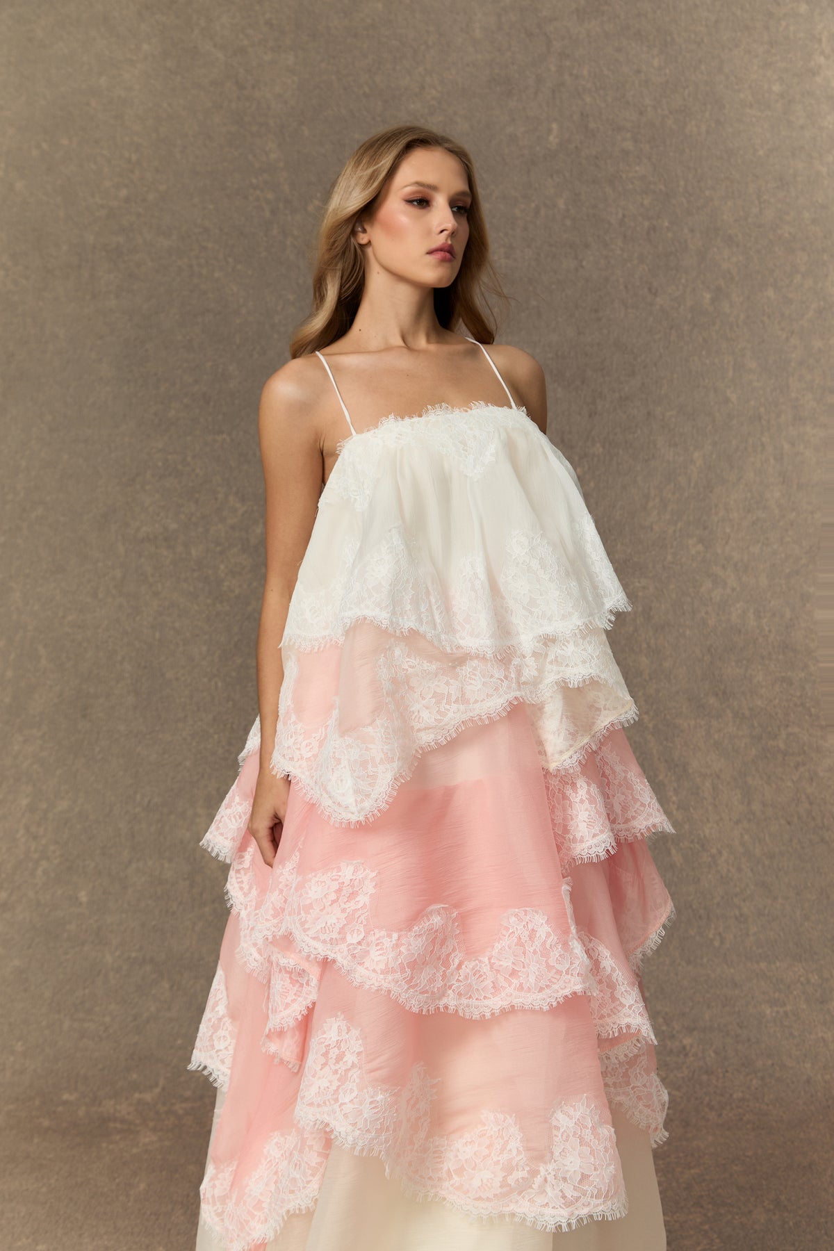 Endlessly Darling Pink Irregular Tiered Maxi Dress