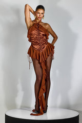 Elena Halter Neck Ruffled Bodysuit