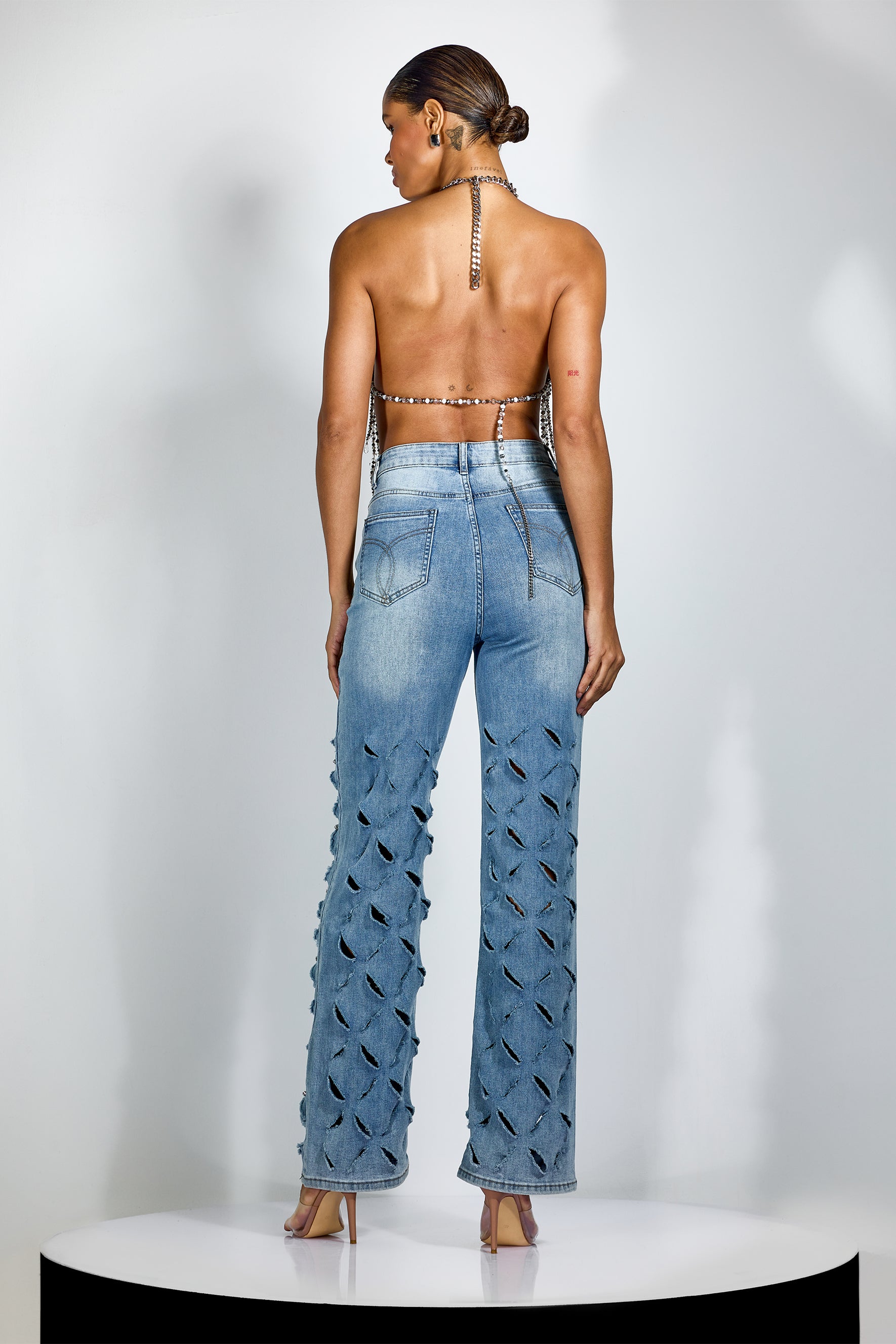 Janice Beaded Draped Chain Halter Top