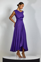 Veleda Asymmetric Neck Draped Maxi Dress