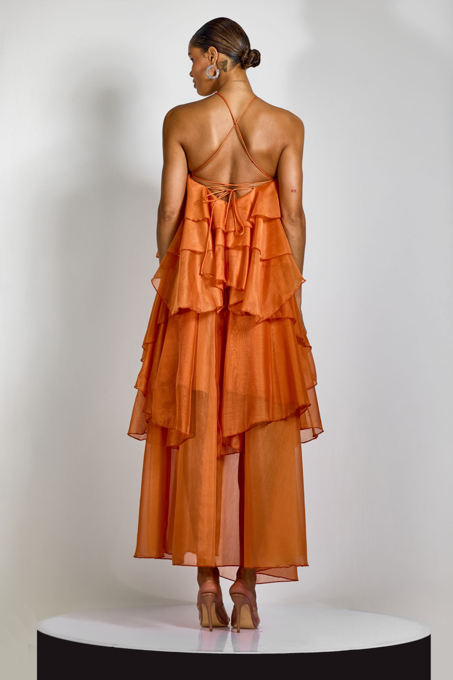 Sibley Halterneck Tiered Ruffle Maxi Dress