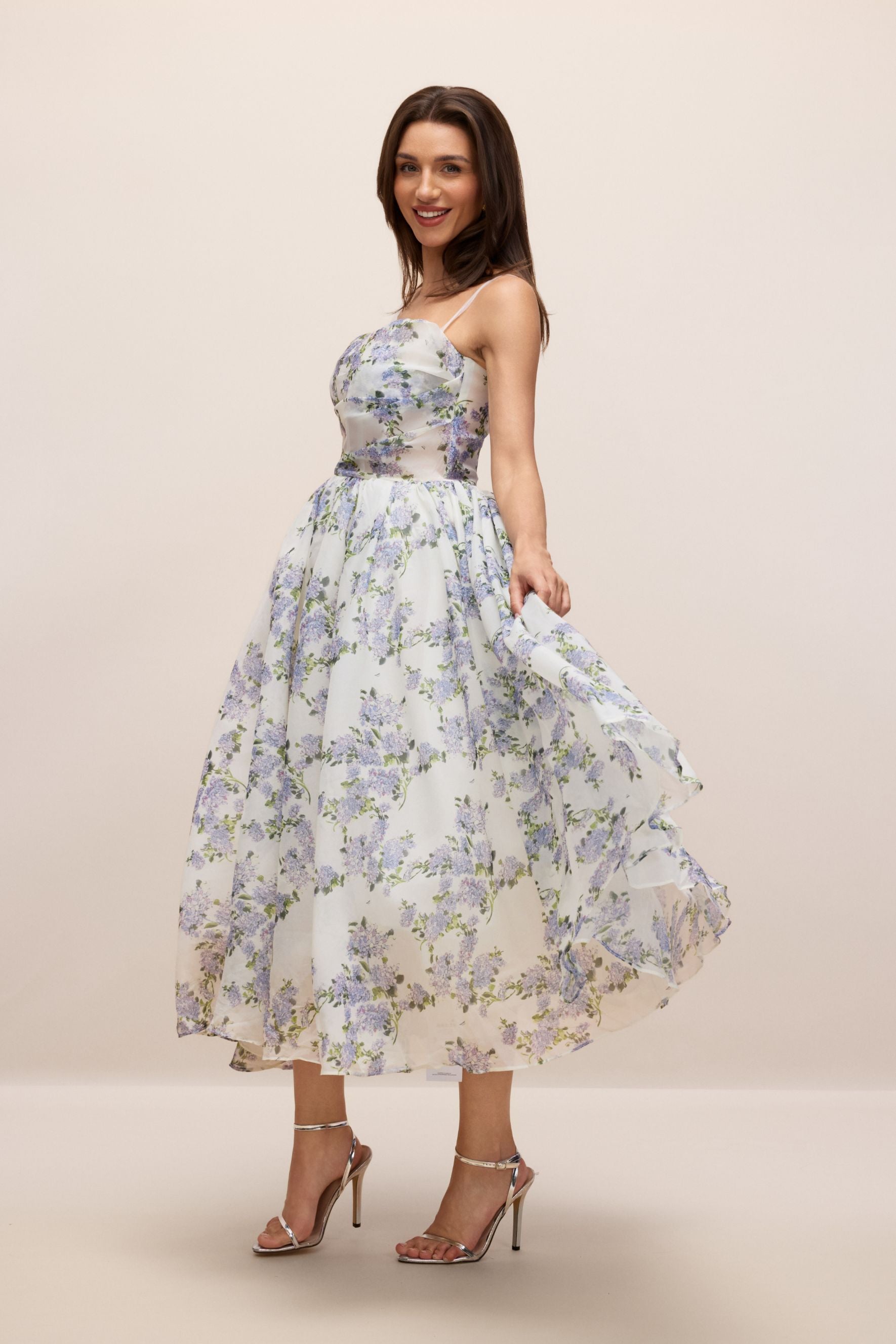 Ella Floral Printed Chiffon Midi Dress