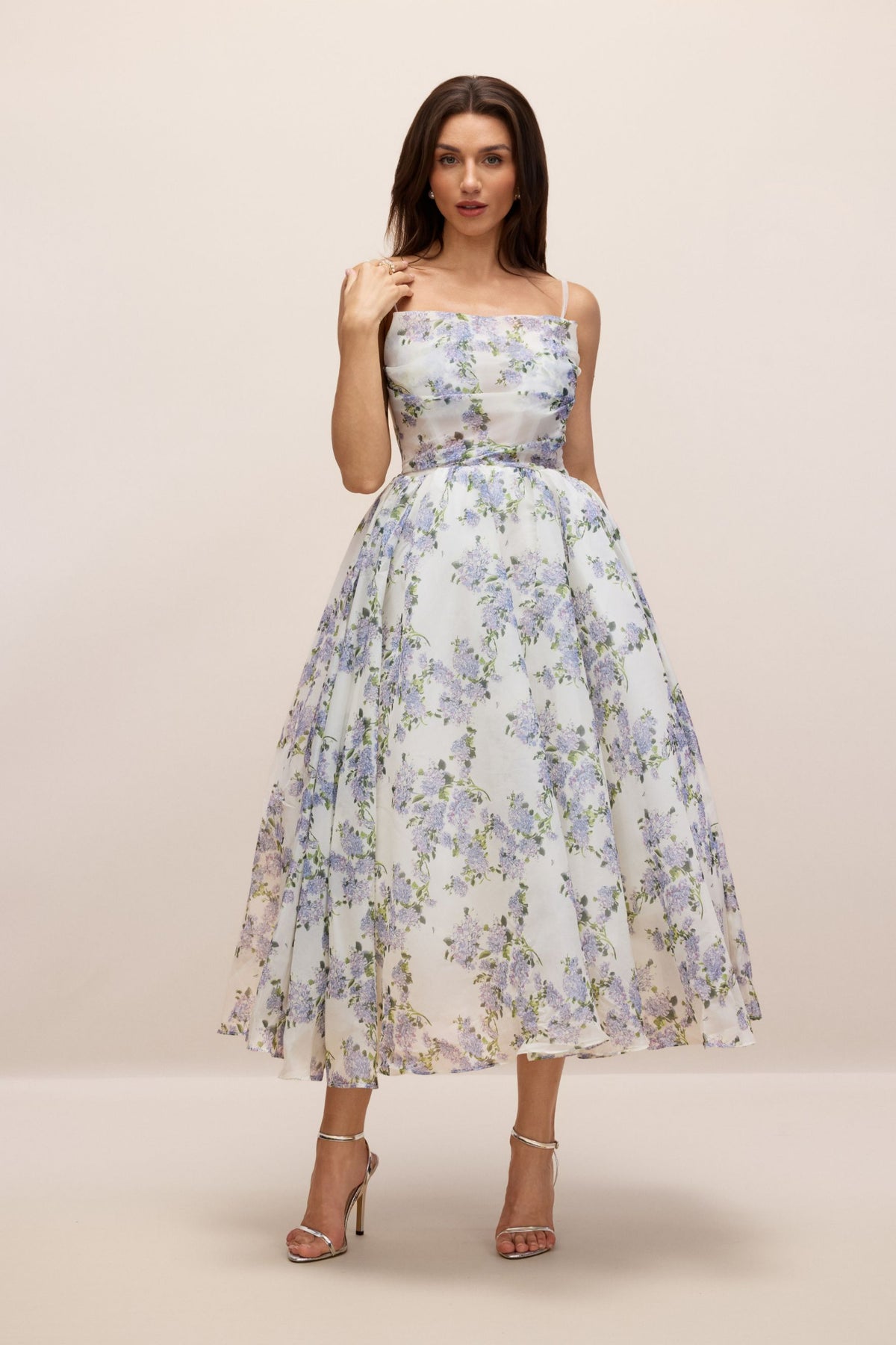 Ella Floral Printed Chiffon Midi Dress