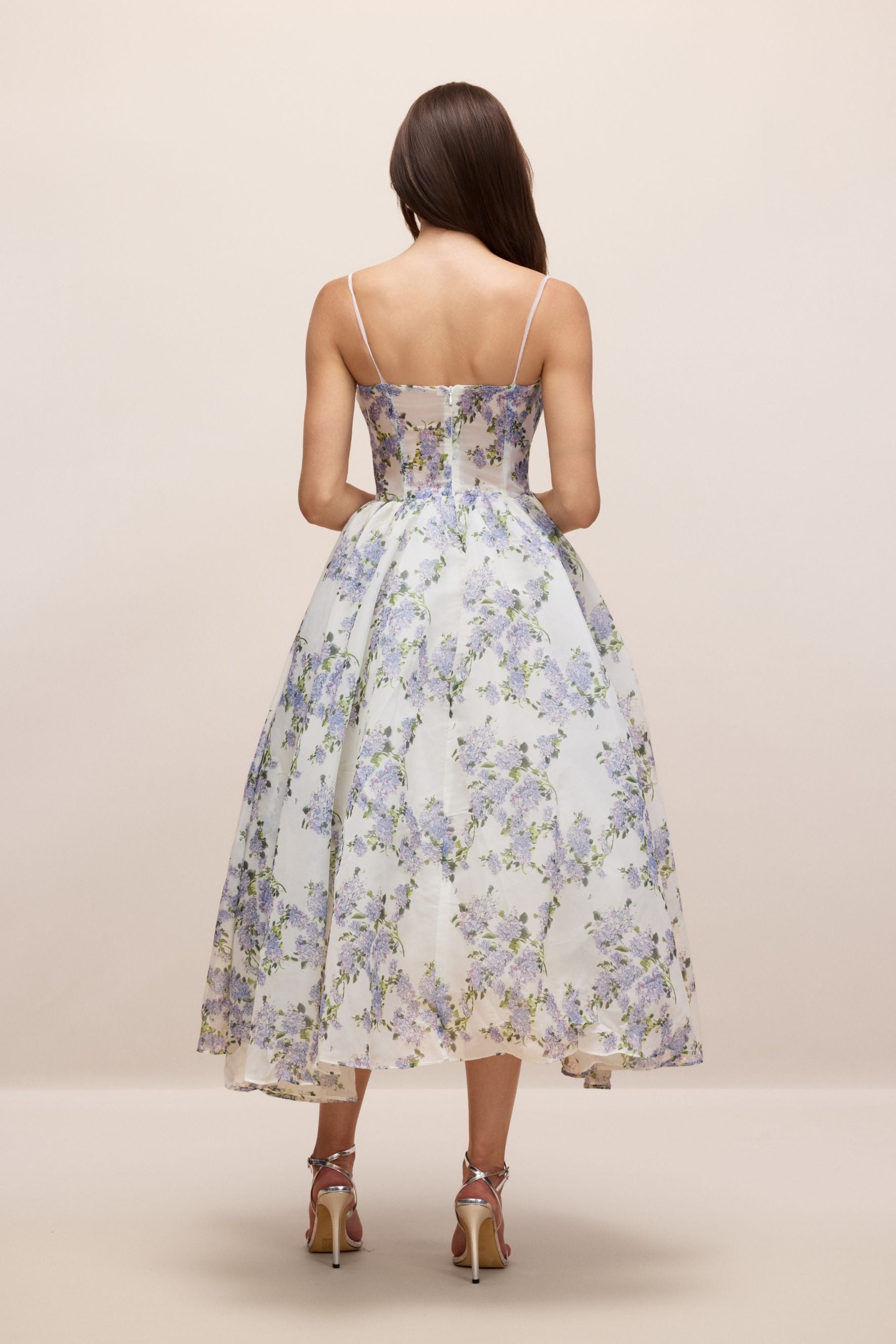 Ella Floral Printed Chiffon Midi Dress
