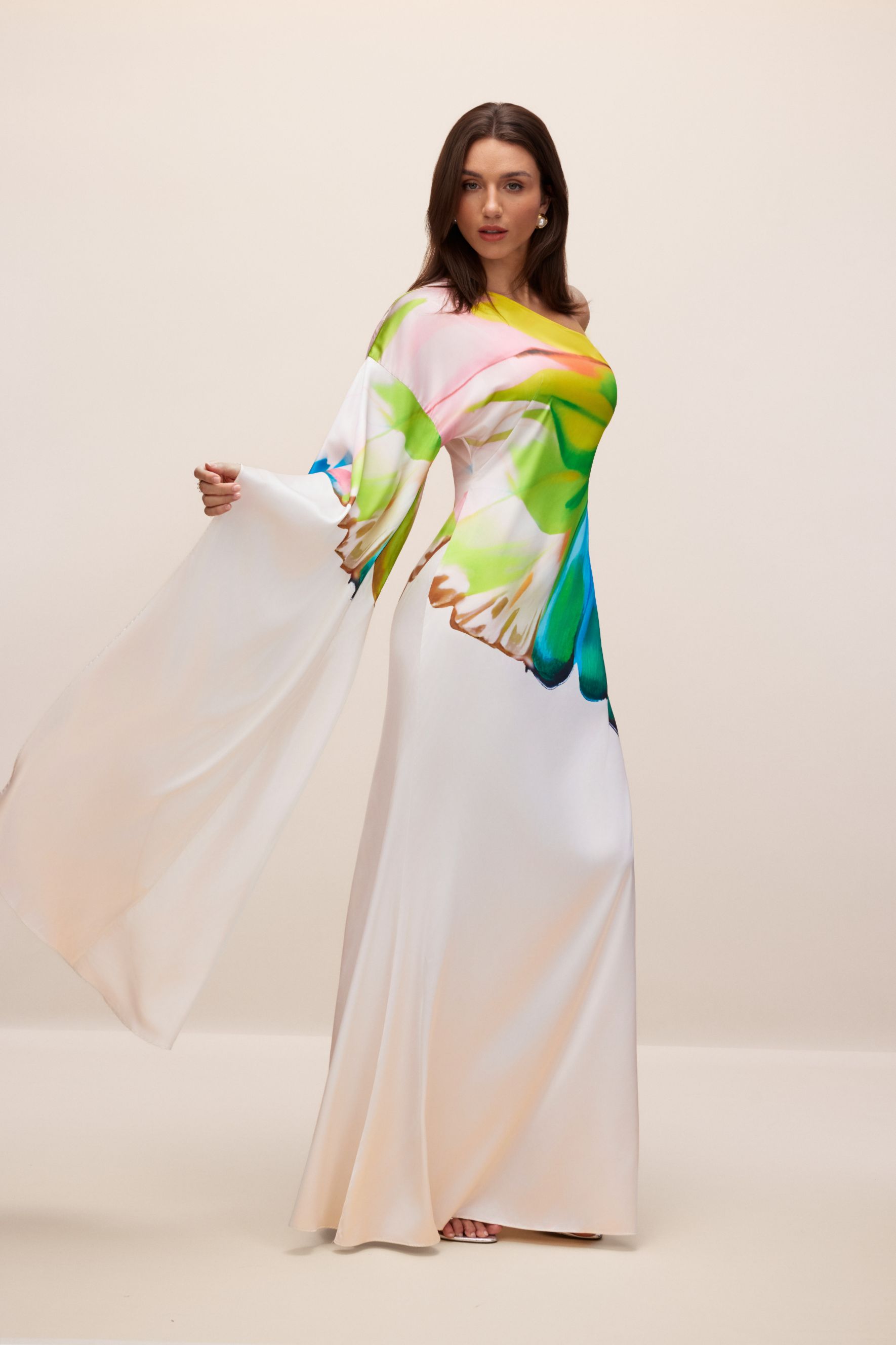 Bernice Printed Single Sleeve Maxi Dress