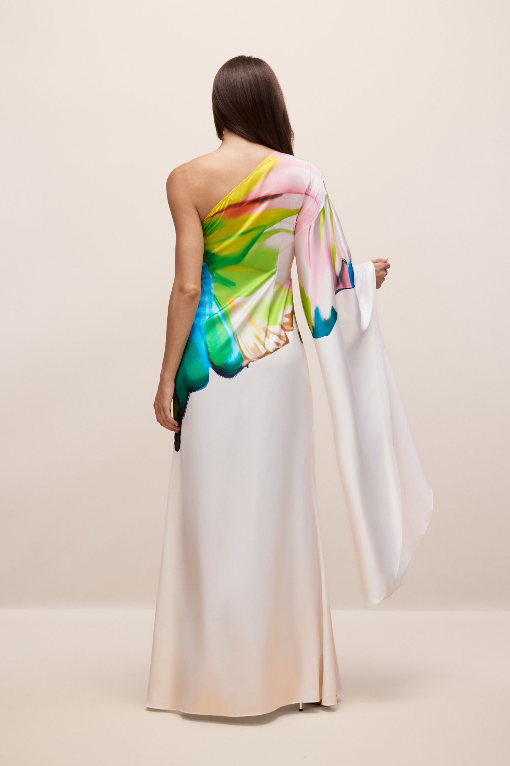 Bernice Printed Single Sleeve Maxi Dress