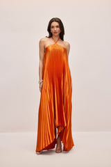 Novia Halter Neck Pleated Maxi Dress