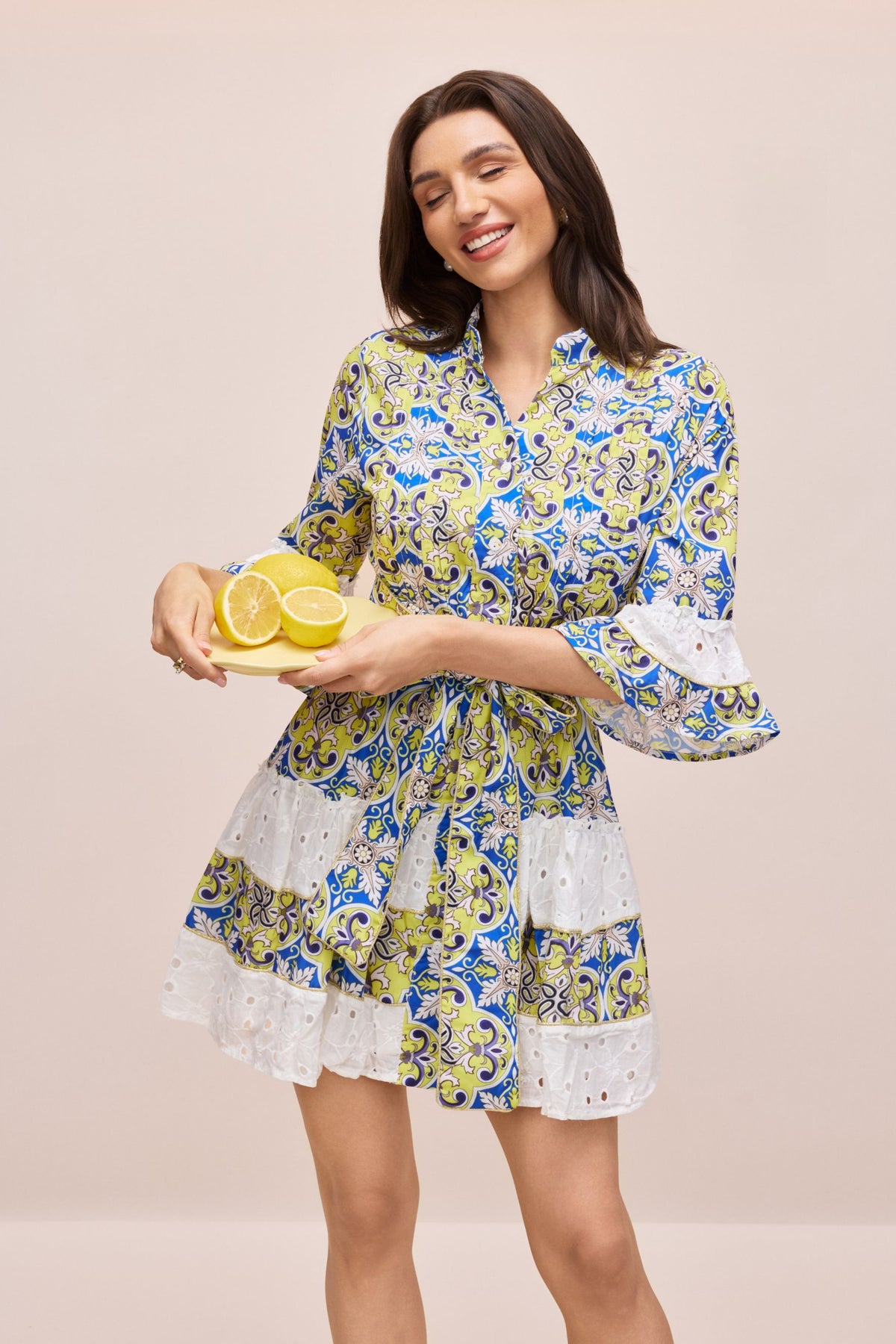 Belle Paisley Print Half Sleeve Mini Dress