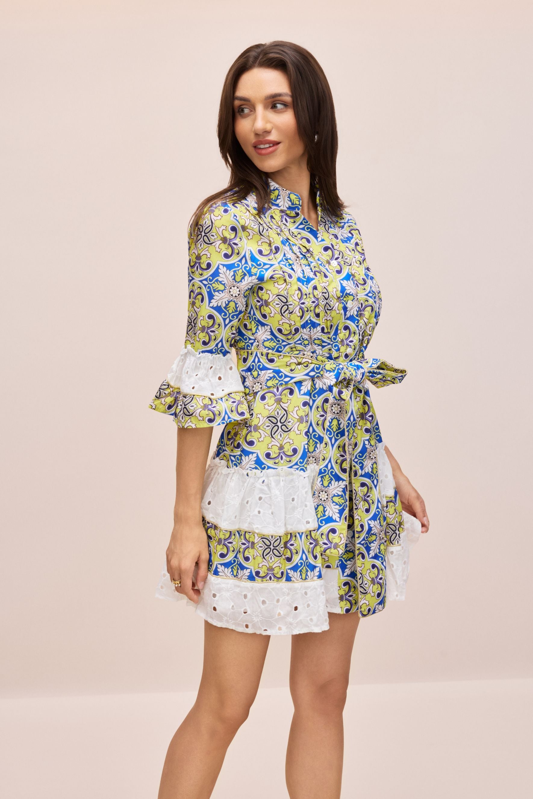 Belle Paisley Print Half Sleeve Mini Dress