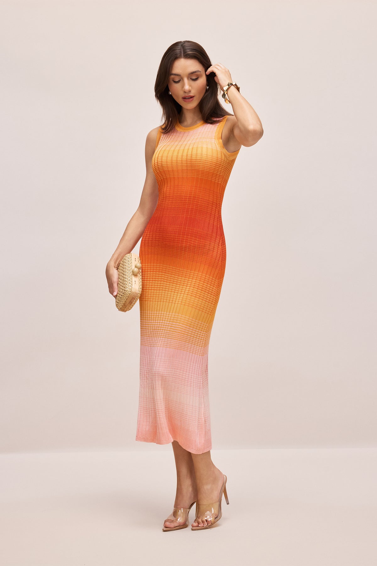 Maggie Gradient Sleeveless Knit Midi Dress