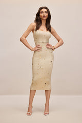 Lydia Beaded Ribbed Knit Midi Dress