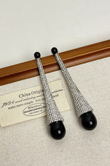 Long Tapered Rhinestone Drop Earrings