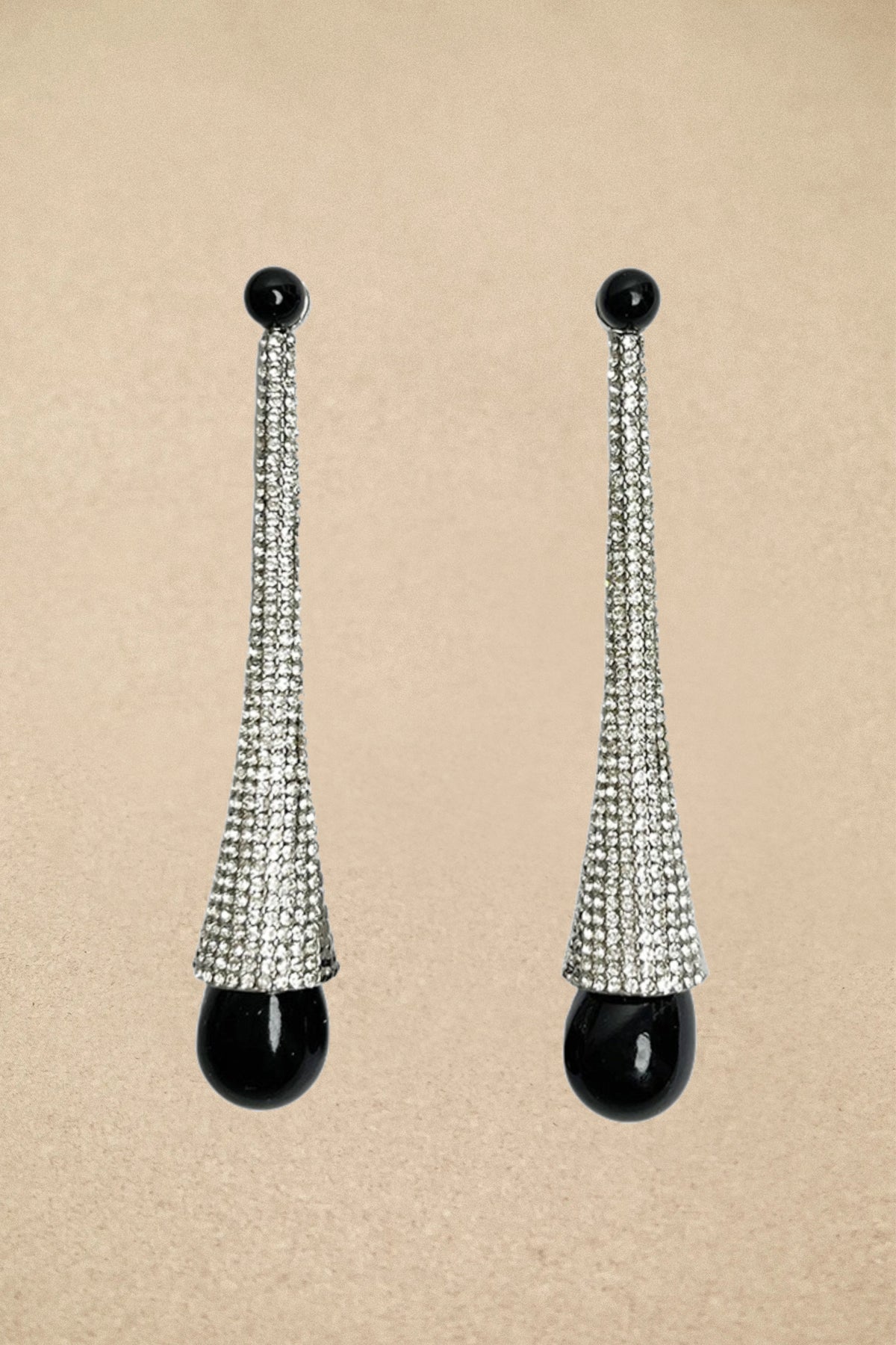 Long Tapered Rhinestone Drop Earrings