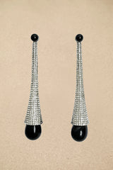 Long Tapered Rhinestone Drop Earrings