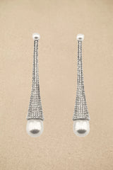 Long Tapered Rhinestone Drop Earrings