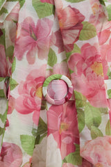 Sweet Blossom Pink Floral Print Bow Neck Maxi Dress