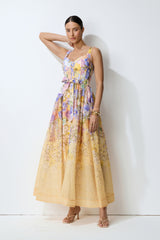 Feel the Sun Yellow Floral Print Sweetheart Maxi Dress